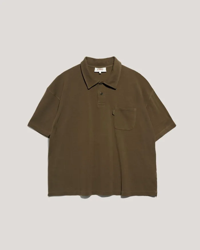 Men Earth Polo TShirt Olive YMC Tops and TShirts