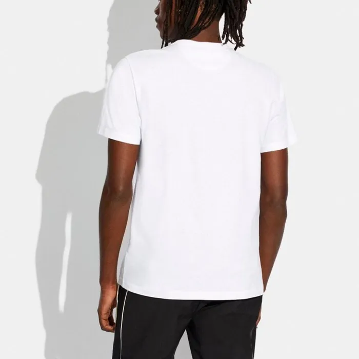 Men Essential Pocket T Shirt In Organic Cotton White Coach Tops and Bottoms