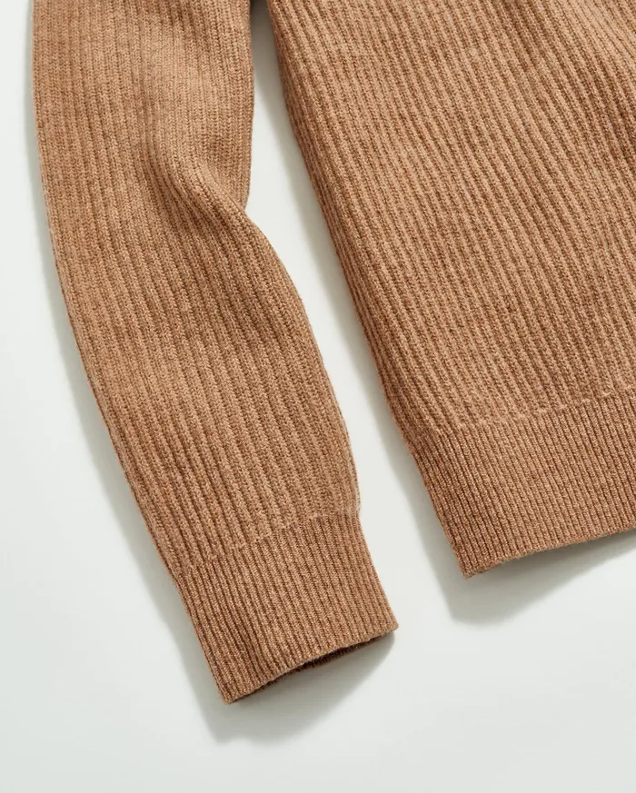 Men Fisherman Rib Half Zip Cameltan Billy Reid Sweaters and Sweatshirts