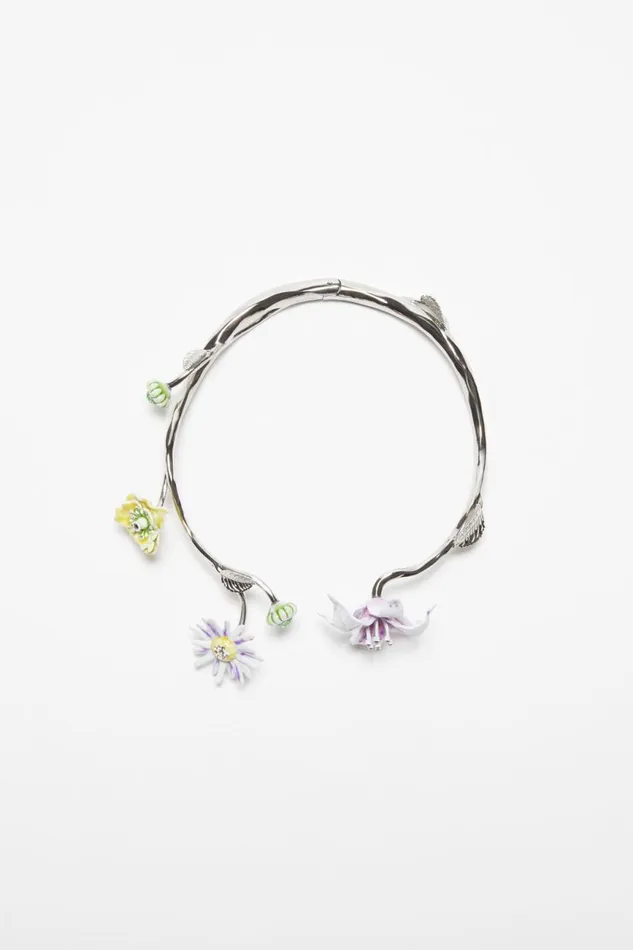 Men Flower Necklace Silvermulticolor Acne Studios Jewellery
