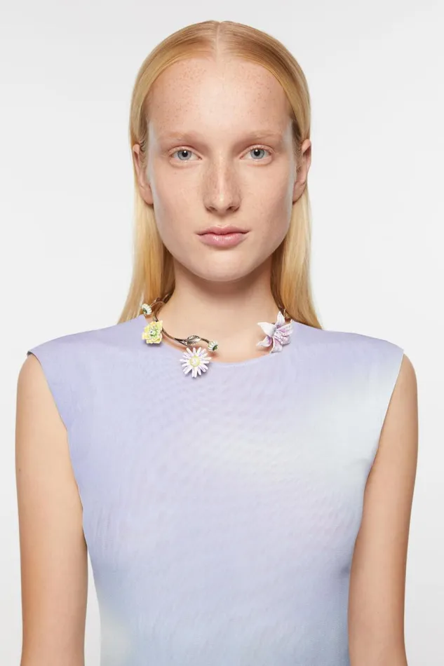 Men Flower Necklace Silvermulticolor Acne Studios Jewellery