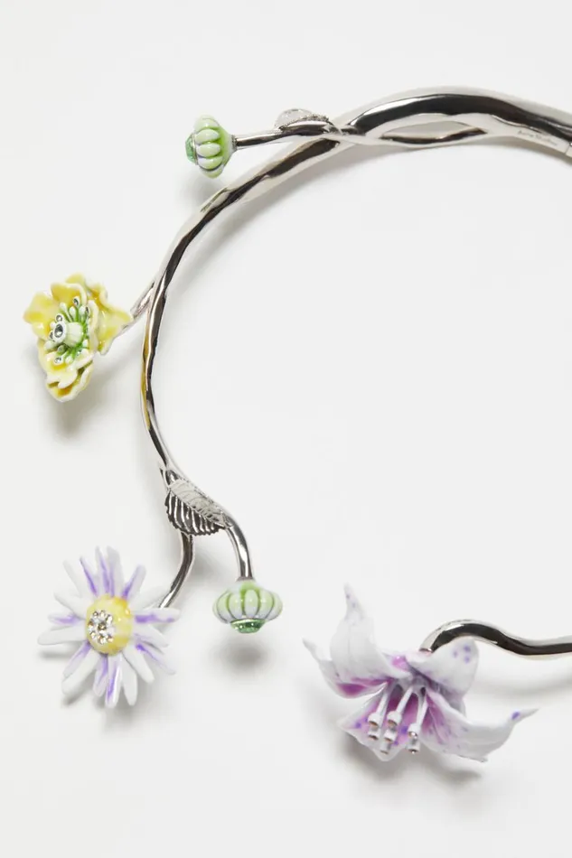 Men Flower Necklace Silvermulticolor Acne Studios Jewellery