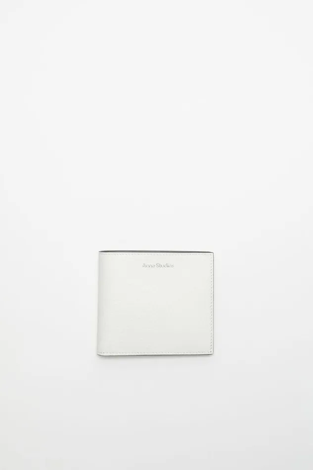 Men Folded Leather Wallet White Acne Studios Small Leather Goods