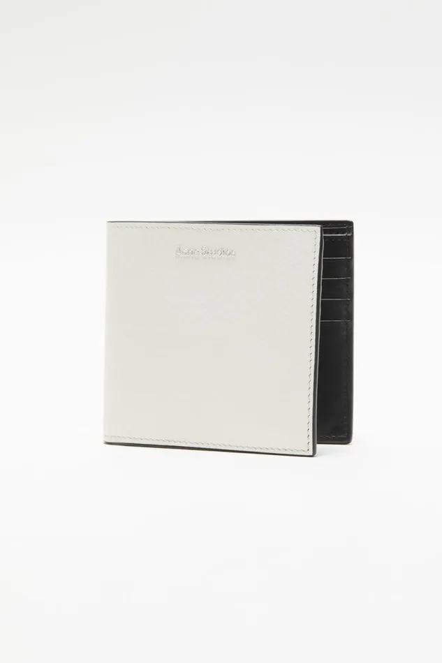 Men Folded Leather Wallet White Acne Studios Small Leather Goods