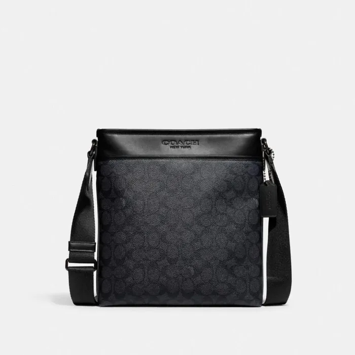 Men Gotham Slim Crossbody In Signature Canvas Charcoal Coach Messenger and Crossbody