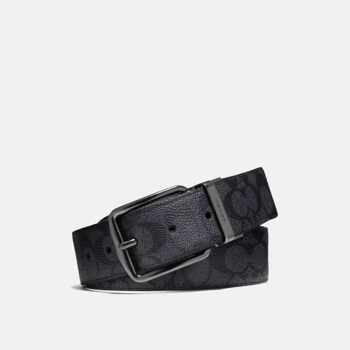 Men Harness Buckle Cut To Size Reversible Belt 38 Mm Charcoalblack Coach Belts