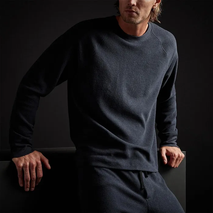 MEN James Perse CASHMERE COLLECTION Thermal Knit Raglan Top French Navy