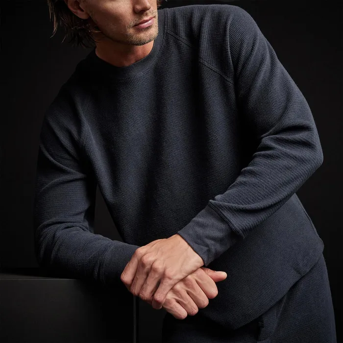 MEN James Perse CASHMERE COLLECTION Thermal Knit Raglan Top French Navy