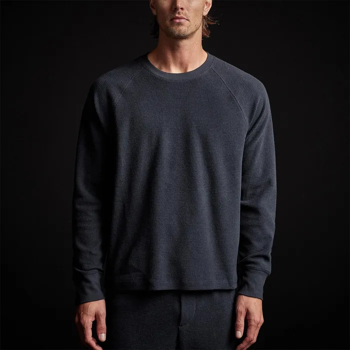 MEN James Perse CASHMERE COLLECTION Thermal Knit Raglan Top French Navy