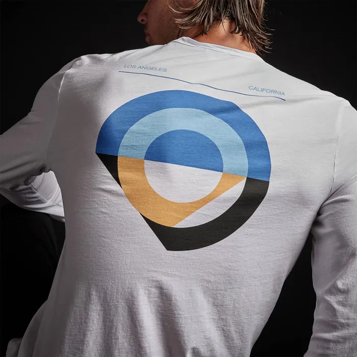 MEN James Perse GRAPHICS Long Sleeve Crew Neck Abstract Circle White