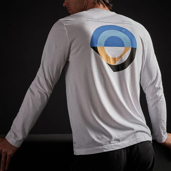 MEN James Perse GRAPHICS Long Sleeve Crew Neck Abstract Circle White