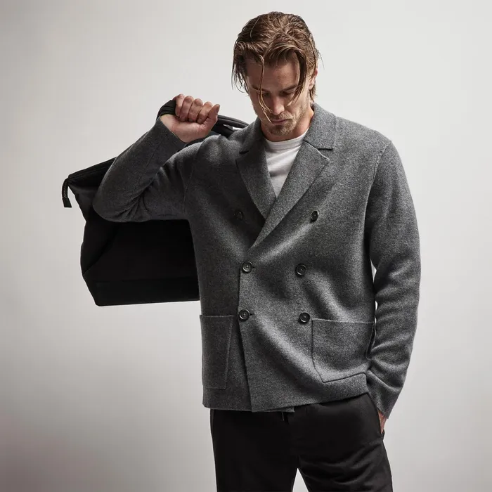 MEN James Perse JACKETSOUTERWEAR Double Breasted Cashmere Blazer Flannel