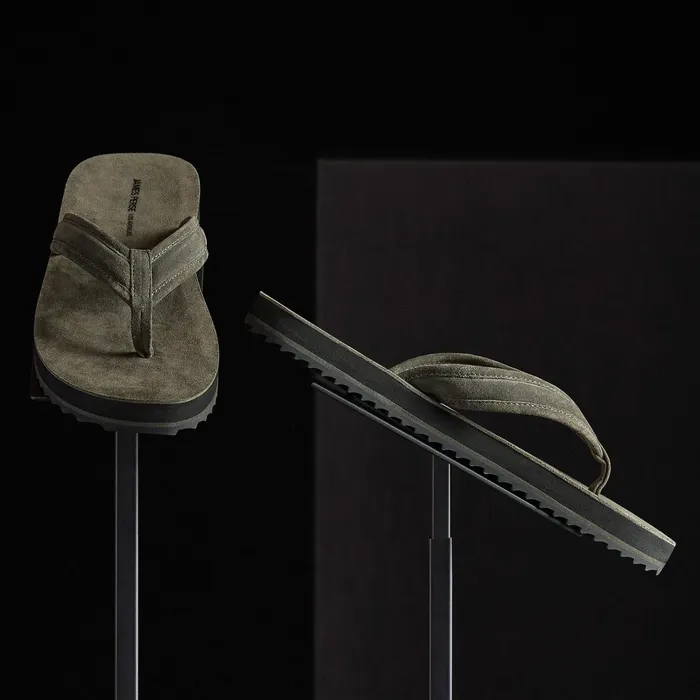 MEN James Perse SANDALS Men039s Suede Flip Flop Olive