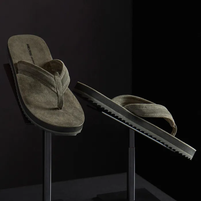 MEN James Perse SANDALS Men039s Suede Flip Flop Olive