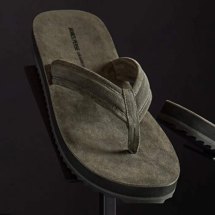 MEN James Perse SANDALS Men039s Suede Flip Flop Olive