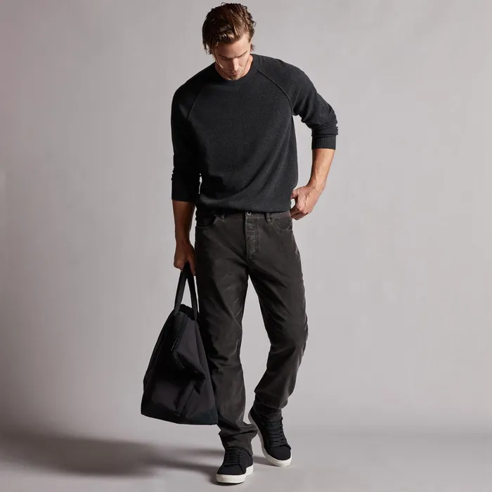 MEN James Perse SWEATERS Recycled Cashmere Raglan Coal