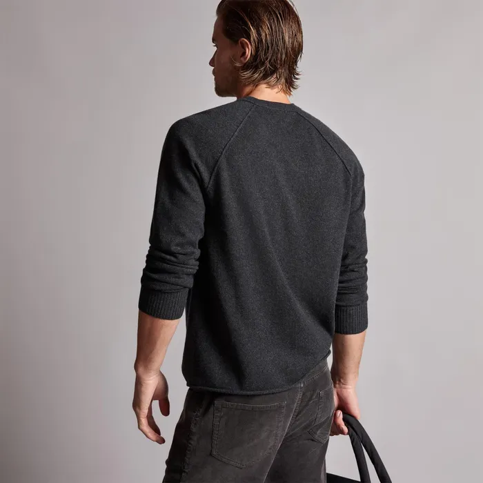 MEN James Perse SWEATERS Recycled Cashmere Raglan Coal