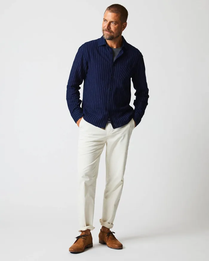 Men John T Shirt Indigowhite Billy Reid Shirting