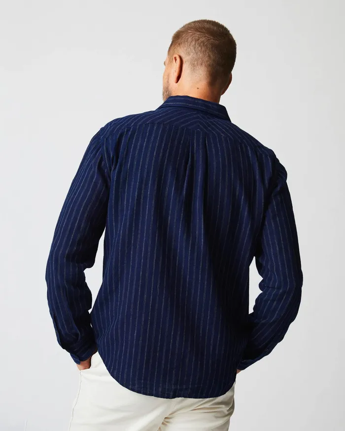 Men John T Shirt Indigowhite Billy Reid Shirting