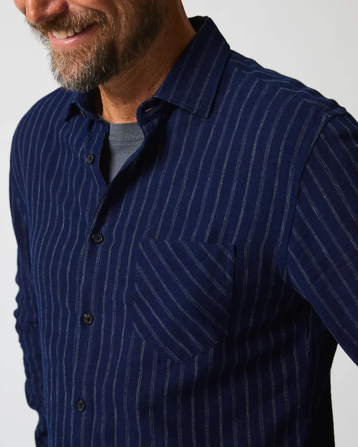 Men John T Shirt Indigowhite Billy Reid Shirting