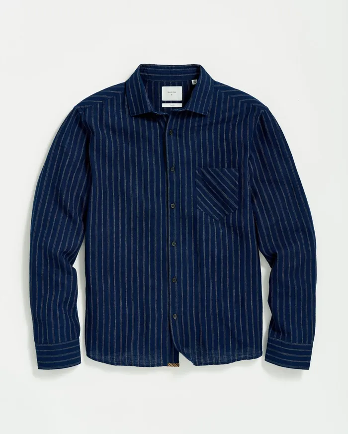 Men John T Shirt Indigowhite Billy Reid Shirting