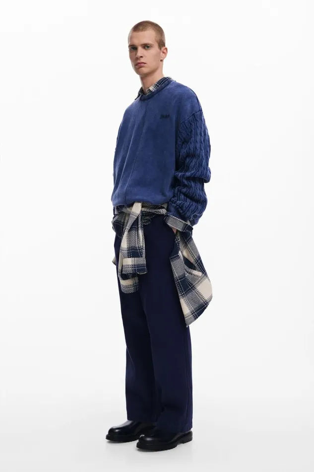 Men Jumpers And Sweatshirts Desigual Sweatshirt With Braided Sleeves