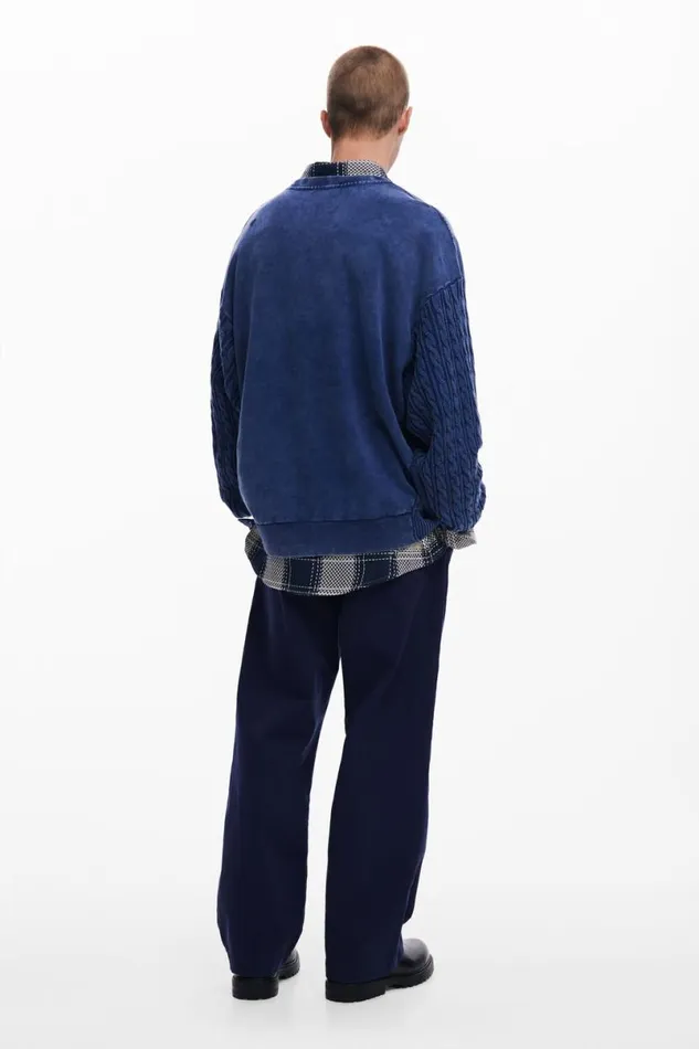 Men Jumpers And Sweatshirts Desigual Sweatshirt With Braided Sleeves