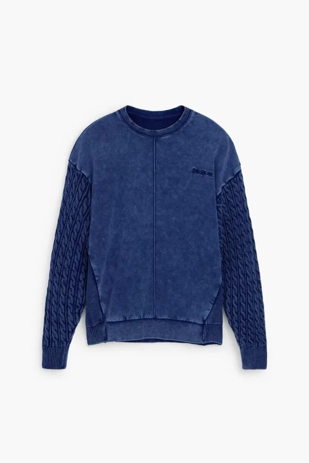 Men Jumpers And Sweatshirts Desigual Sweatshirt With Braided Sleeves