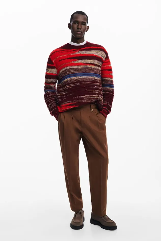 Men Jumpers And Sweatshirts Desigual Thick Striped Sweater
