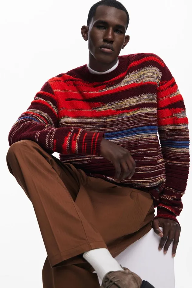 Men Jumpers And Sweatshirts Desigual Thick Striped Sweater