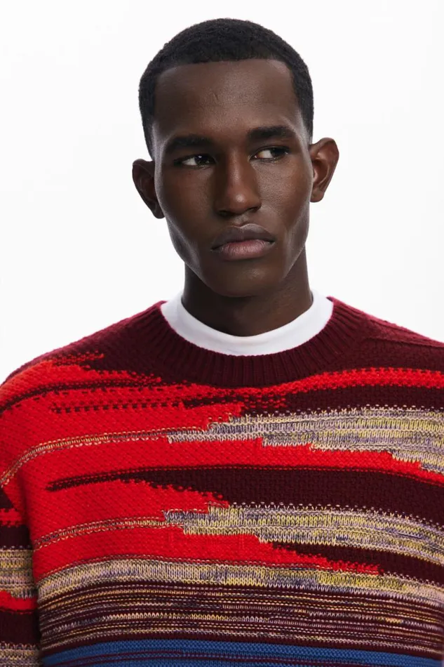 Men Jumpers And Sweatshirts Desigual Thick Striped Sweater