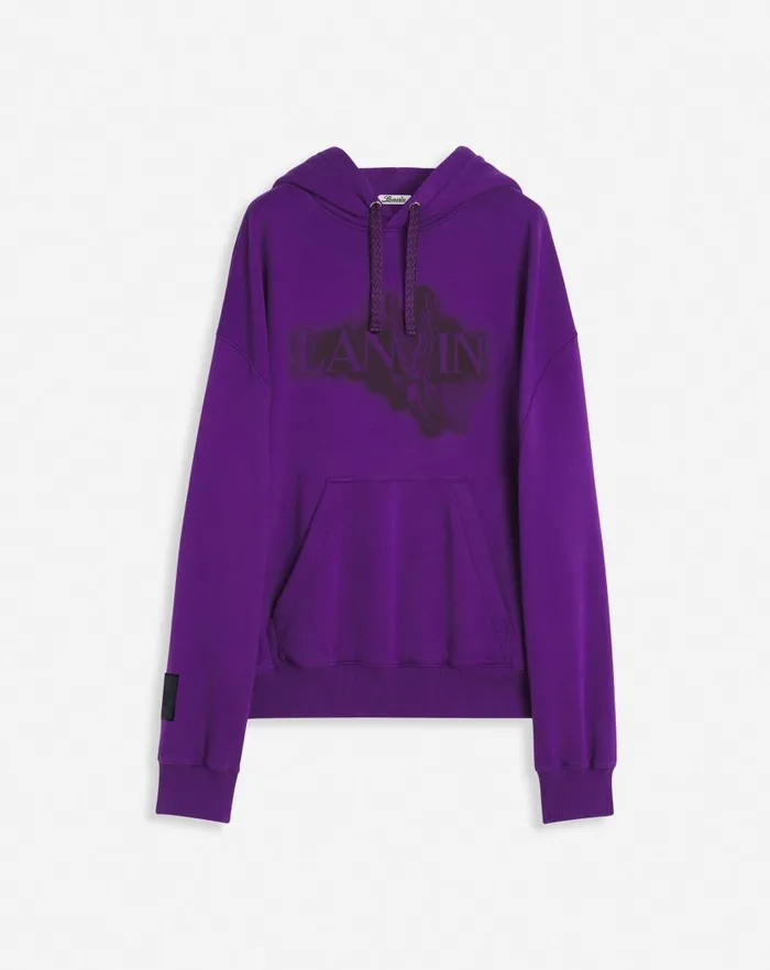 Men Lanvin Coats and Jackets Lanvin X Future Unisex Baggy Hoodie With Eagle Print Purple Reign