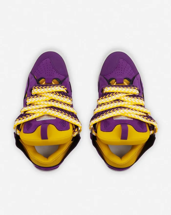 Men Lanvin Curb Leather Curb Sneakers Purpleyellow Men Lanvin Curb Leather Curb Sneakers Purpleyellow