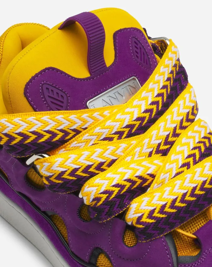 Men Lanvin Curb Leather Curb Sneakers Purpleyellow Men Lanvin Curb Leather Curb Sneakers Purpleyellow
