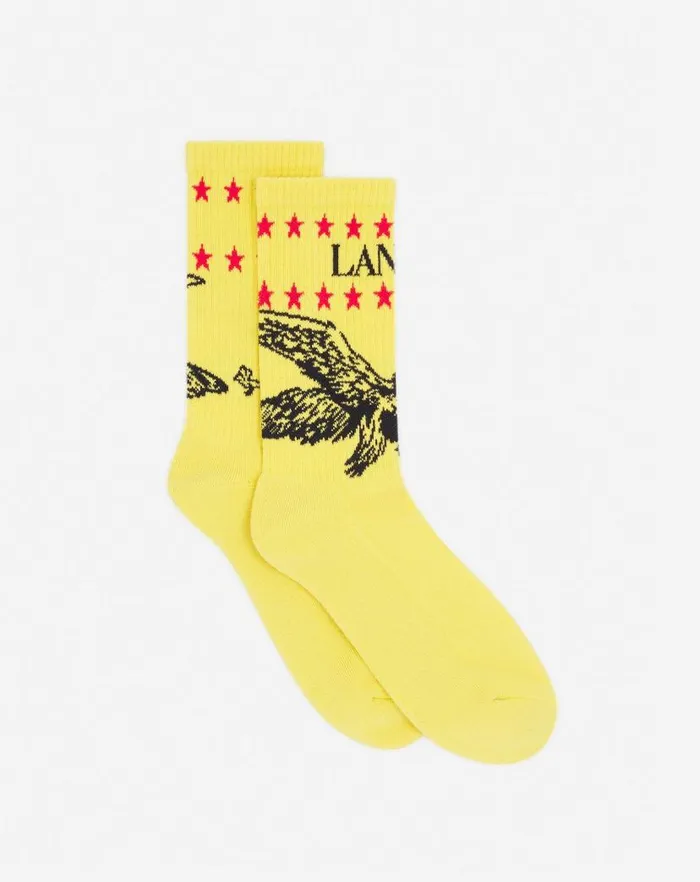 Men Lanvin Hats Lanvin X Future Lanvin Logo And Cotton Eagle Socks Cornbright Orange