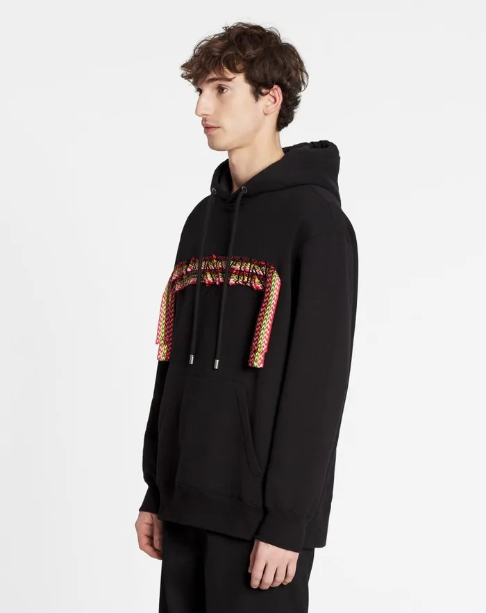Men Lanvin Knitwear and Sweatshirts Oversized Lanvin Curb Lace Hoodie Black