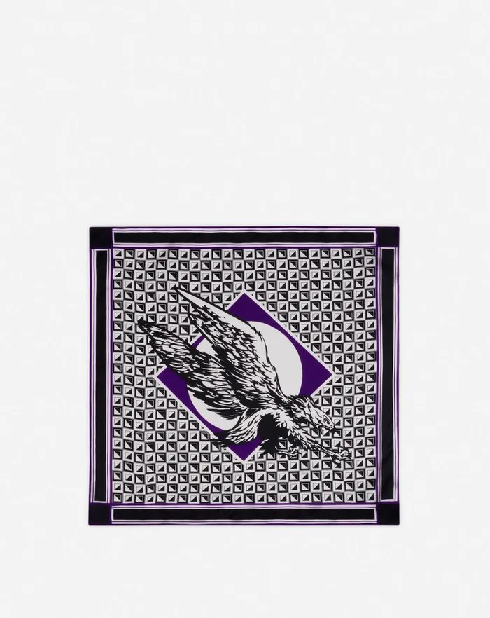 Men Lanvin Scarves Lanvin X Future Scarf Eagle Print And Silk Triangles Blackpurple Reign