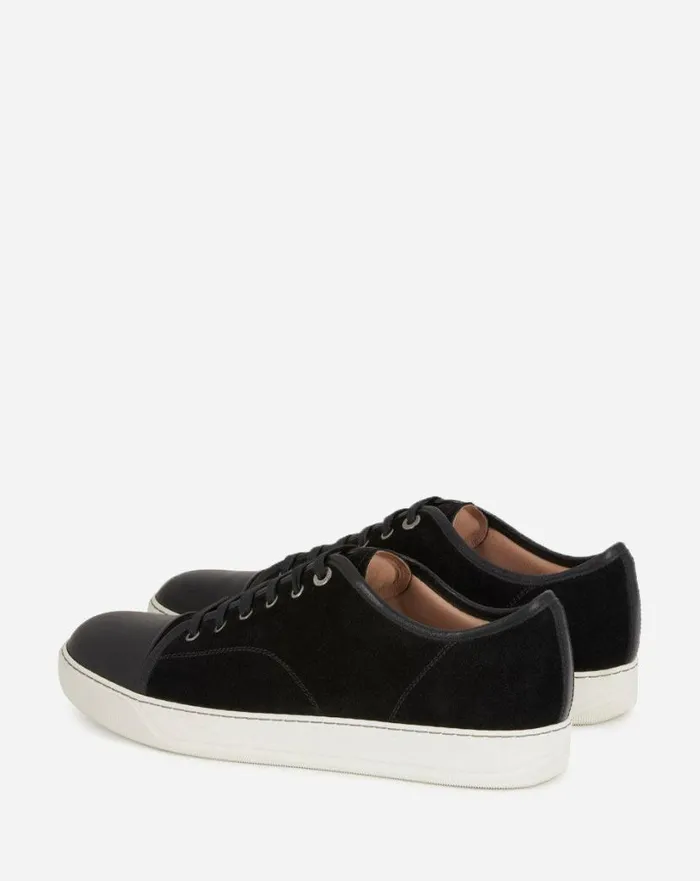 Men Lanvin Sneakers Dbb1 Leather And Suede Sneakers Black