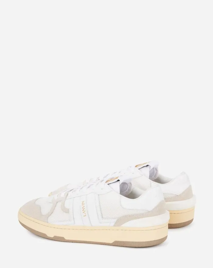 Men Lanvin Sneakers Leather Clay Lowtop Sneakers White