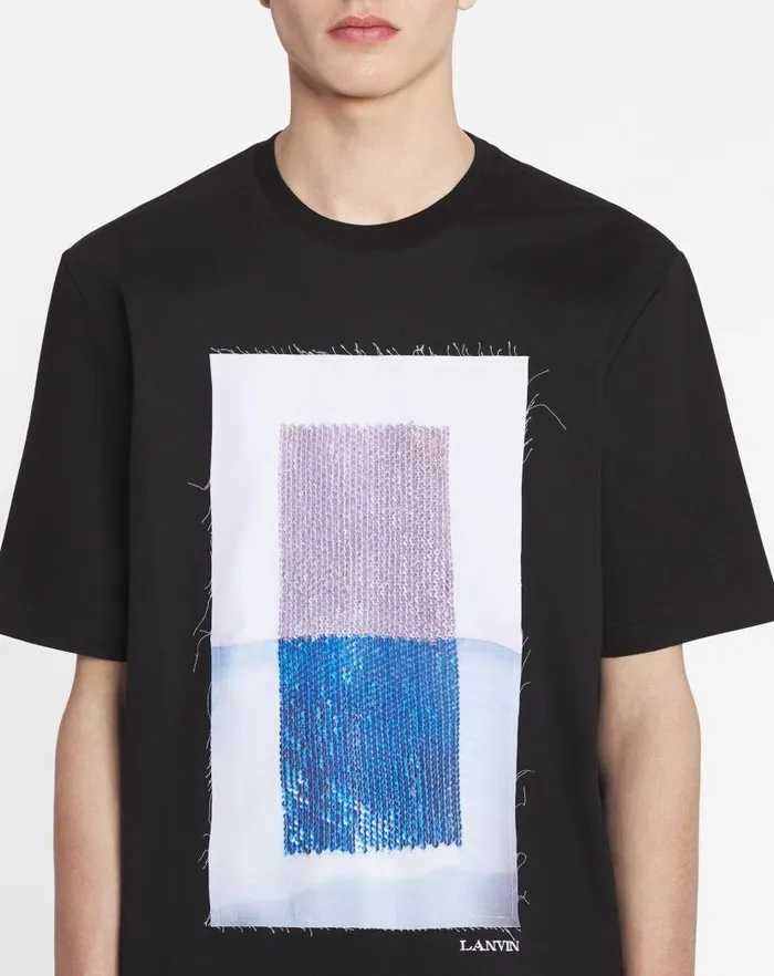 Men Lanvin Tshirts and Polos Classic Tshirt With An Archives Print Black Men Lanvin Tshirts and Polos Classic Tshirt With An Archives Print Black