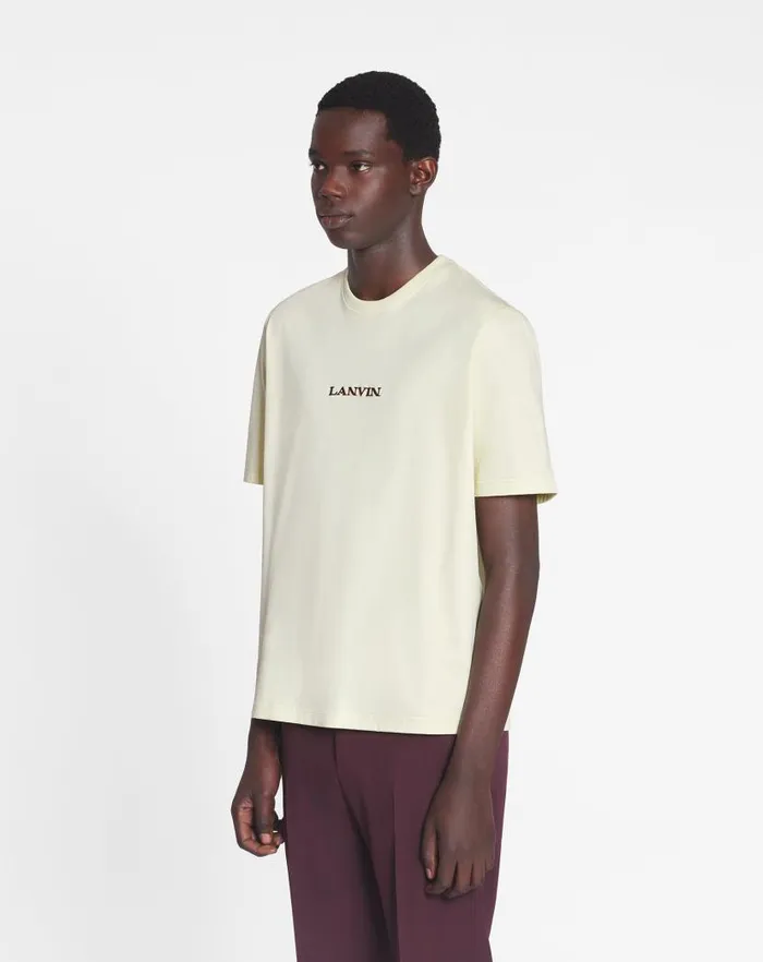 Men Lanvin Tshirts and Polos Lanvin Embroidered Classic Tshirt Quartz Men Lanvin Tshirts and Polos Lanvin Embroidered Classic Tshirt Quartz