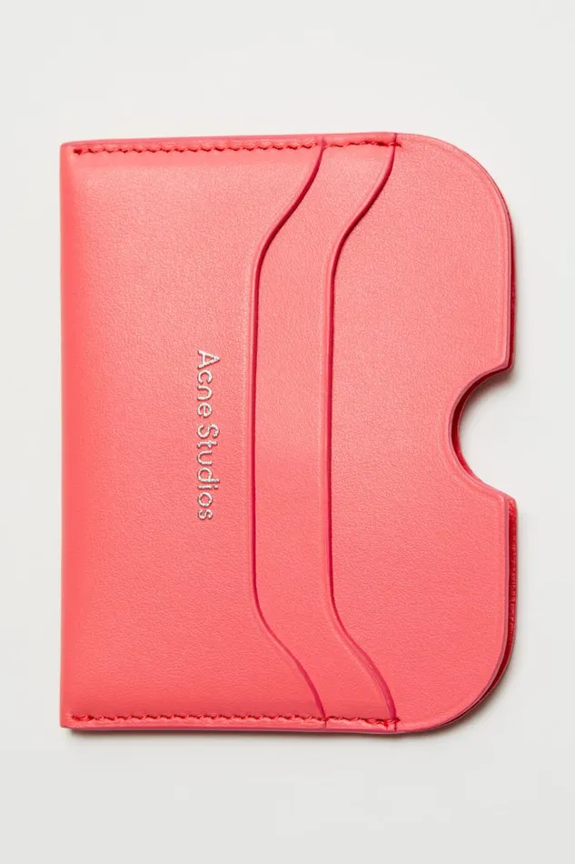 Men Leather Card Holder Electric Pink Acne Studios Small Leather Goods