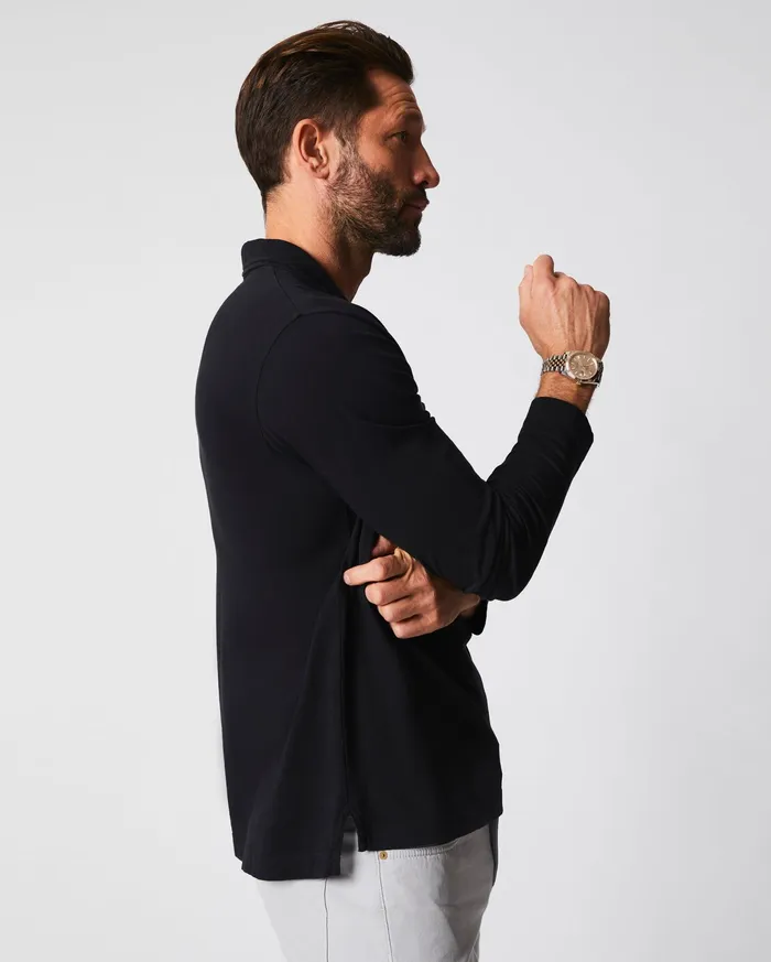 Men Long Sleeve Pensacola Polo Black Billy Reid Polos Tees and Henleys