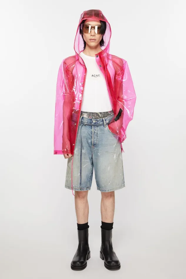 Men Loose Fit Denim Shorts Light Blue Acne Studios Shorts