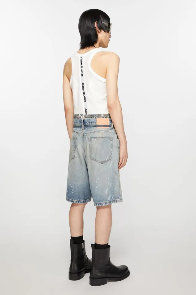 Men Loose Fit Denim Shorts Light Blue Acne Studios Shorts