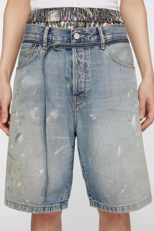 Men Loose Fit Denim Shorts Light Blue Acne Studios Shorts