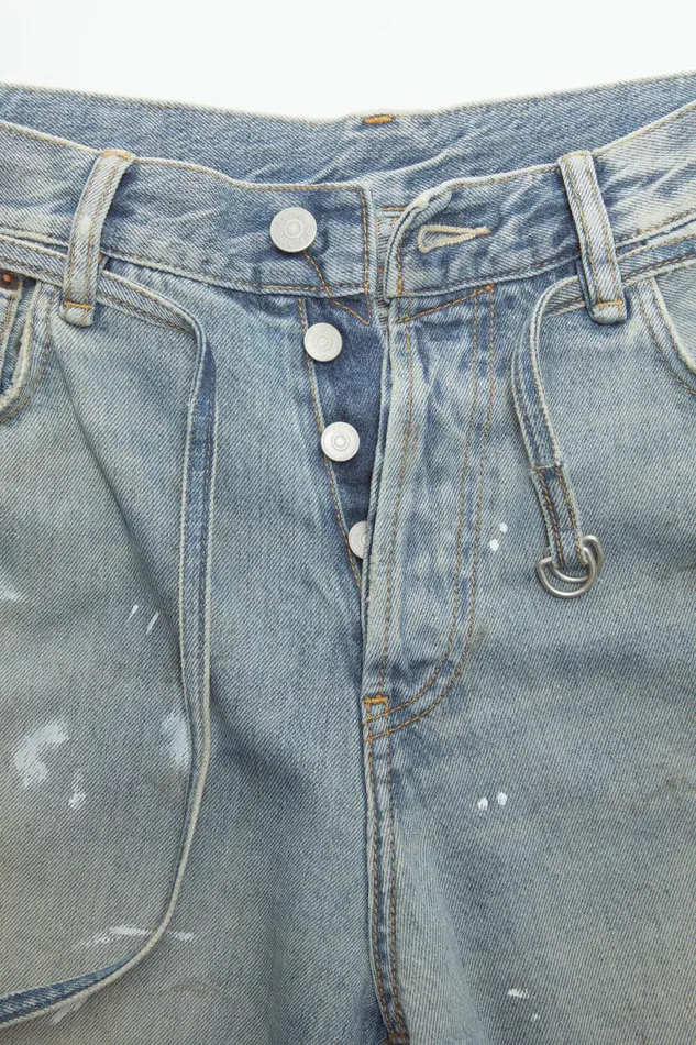 Men Loose Fit Denim Shorts Light Blue Acne Studios Shorts