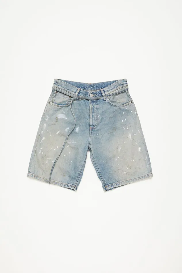 Men Loose Fit Denim Shorts Light Blue Acne Studios Shorts