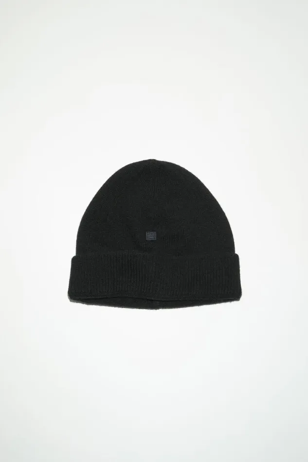 Men Micro Face Patch Beanie Black Acne Studios Hats