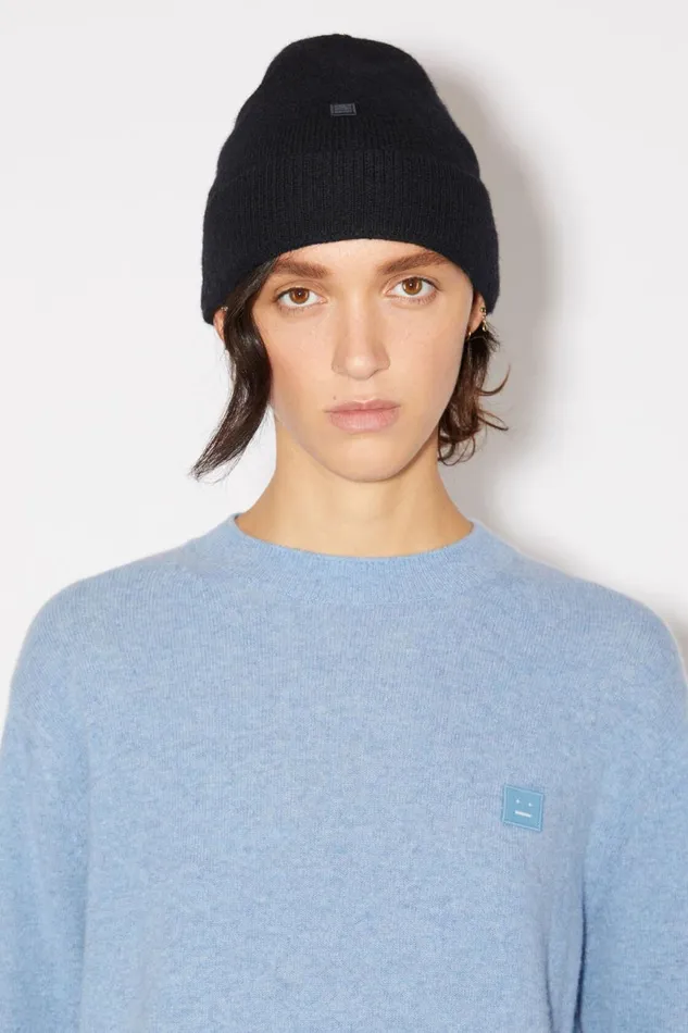 Men Micro Face Patch Beanie Black Acne Studios Hats